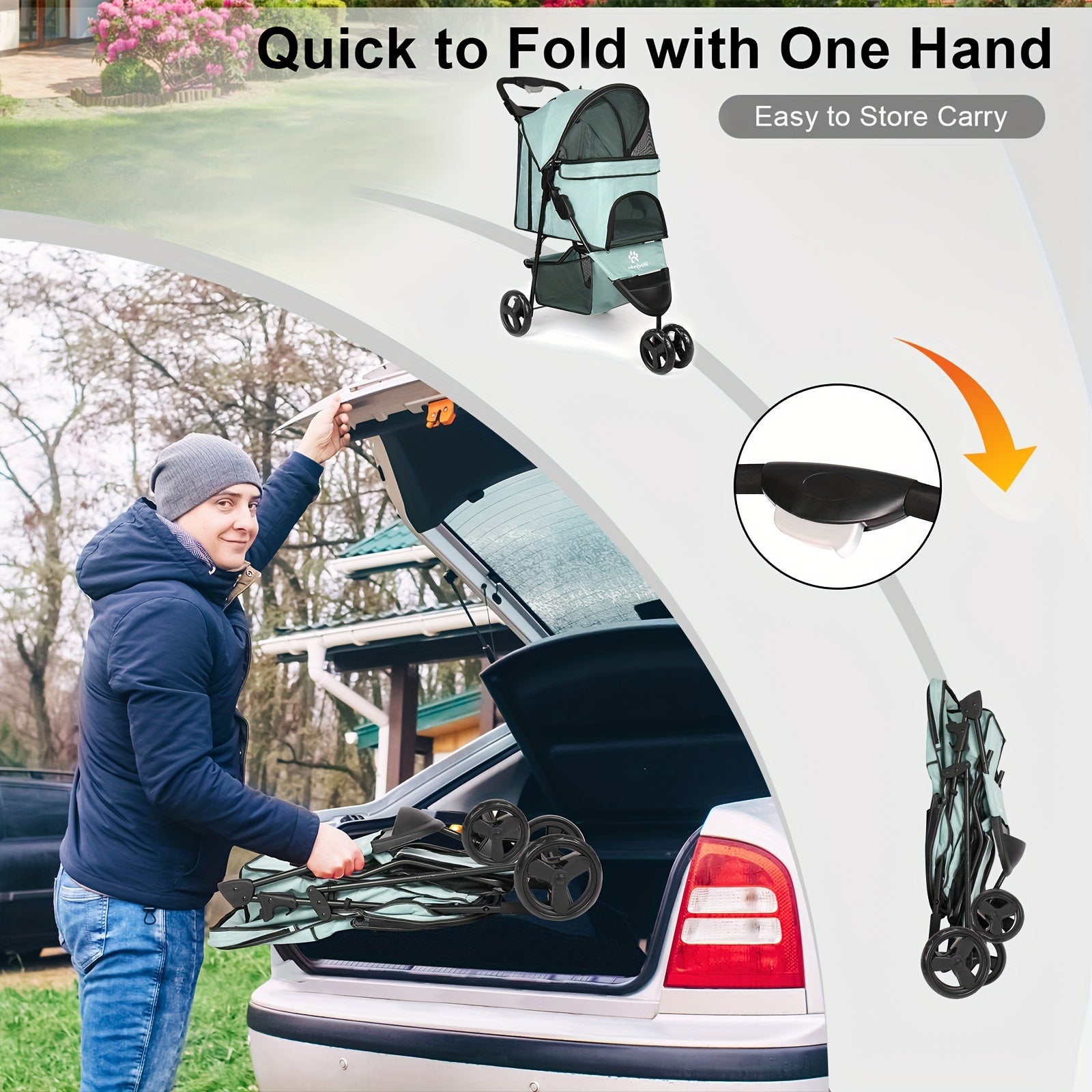 Troller maneggevole e leggero universale cane-gatto
Impermeabile
Compreso porta-oggetti