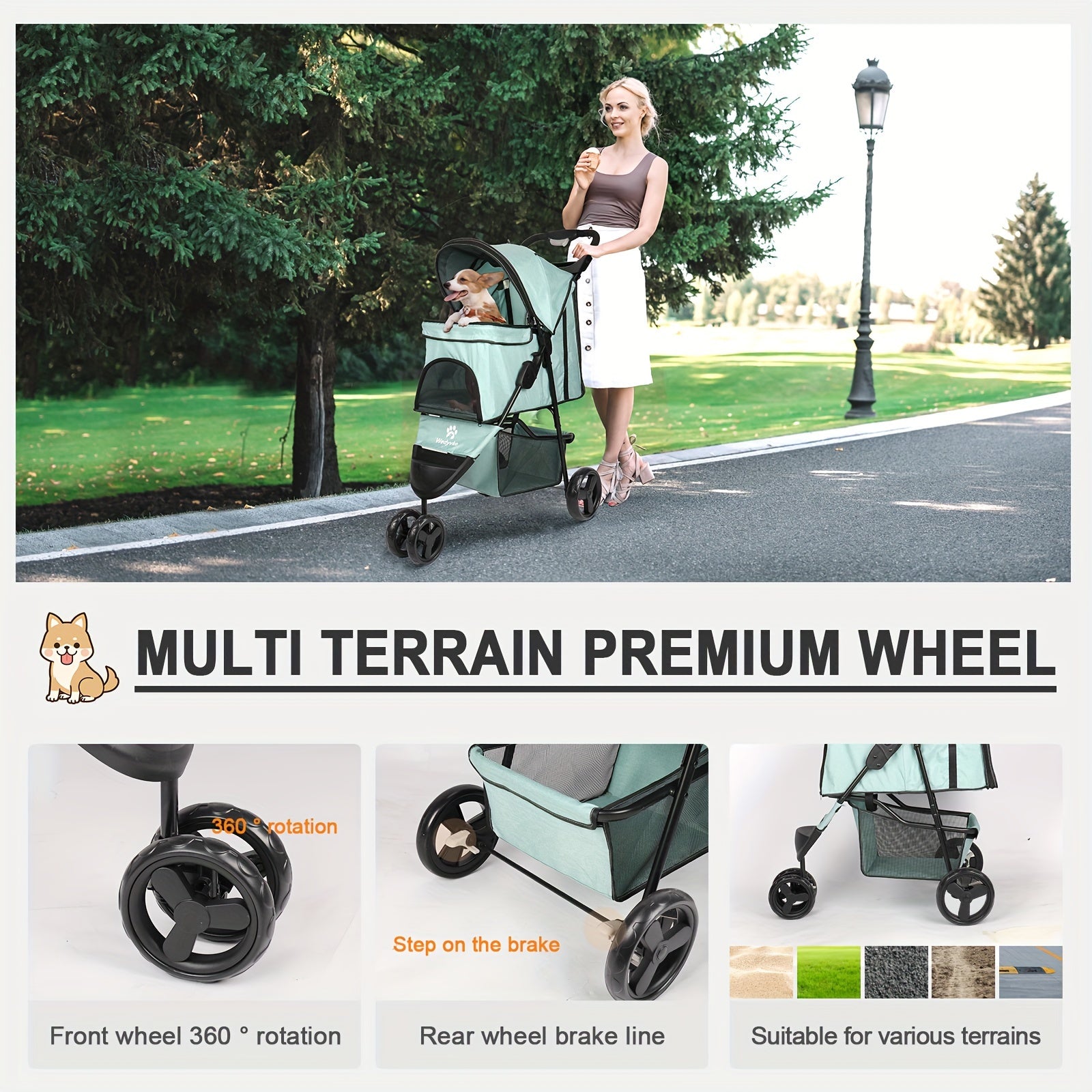 Troller maneggevole e leggero universale cane-gatto
Impermeabile
Compreso porta-oggetti