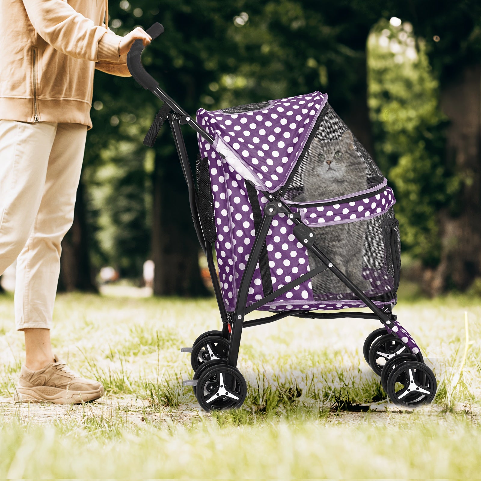 Passeggino a Pois per piccoli amici a 4 zampe