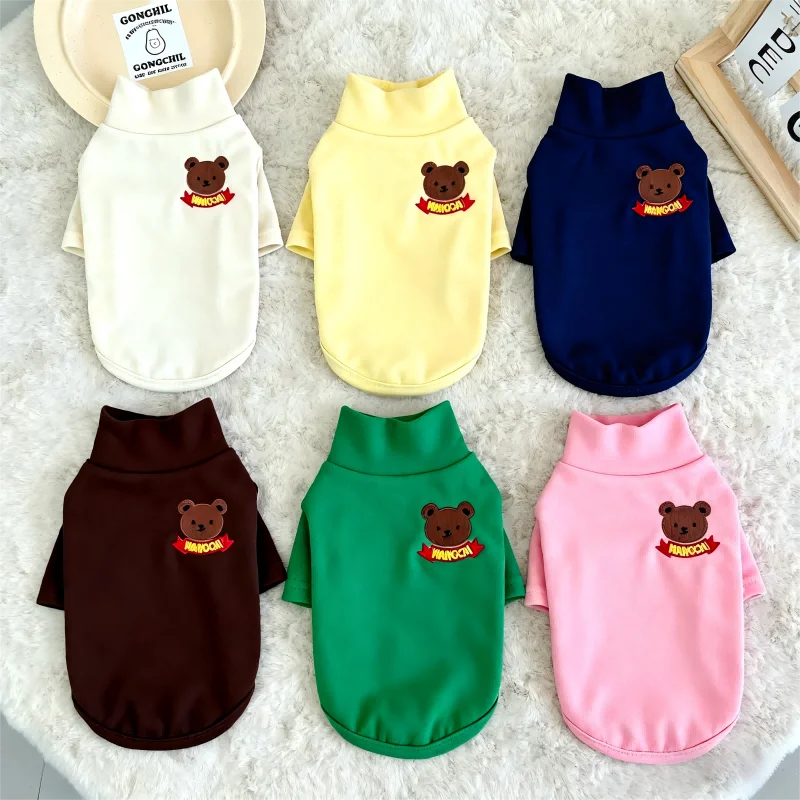 Camicia carina per cani in tessuto solido Abiti morbidi e caldi per cani Felpe con cappuccio alla moda per cuccioli