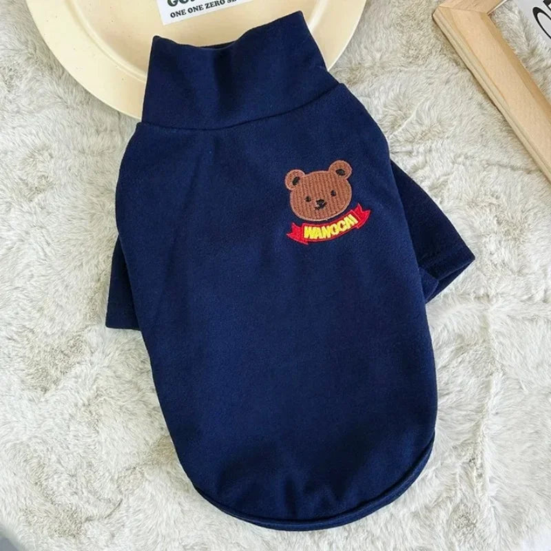 Camicia carina per cani in tessuto solido Abiti morbidi e caldi per cani Felpe con cappuccio alla moda per cuccioli