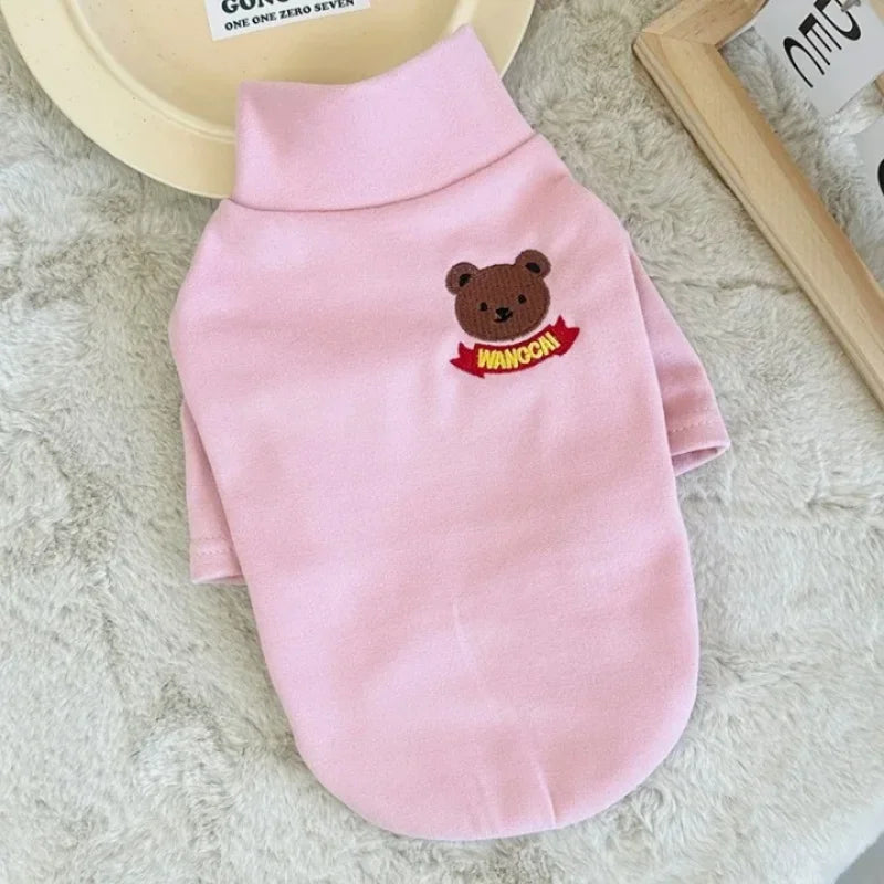 Camicia carina per cani in tessuto solido Abiti morbidi e caldi per cani Felpe con cappuccio alla moda per cuccioli